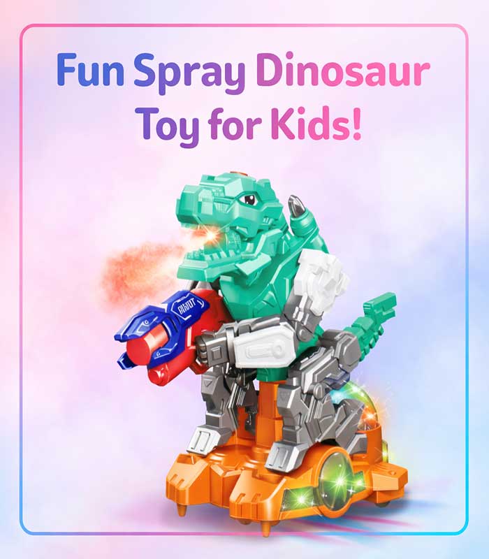 COVER-I-AGE Electronic Spraying Mist Dinosaur Robot Toy – Interactive Walking Mech-Dino with Music & Dynamic LED Lights - Image 1