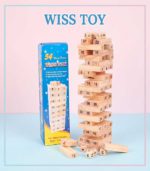 Wiss Toy 54-Piece Numbered Wooden Stacking Block Game with Dice - FS090