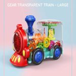 Transparent Bump & Go Gear Train Toy with 3D Lights, Music, and Moving Mechanical Gears – Large - FS088
