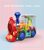Transparent Bump & Go Gear Train Toy with 3D Lights, Music, and Moving Mechanical Gears – Large - FS088
