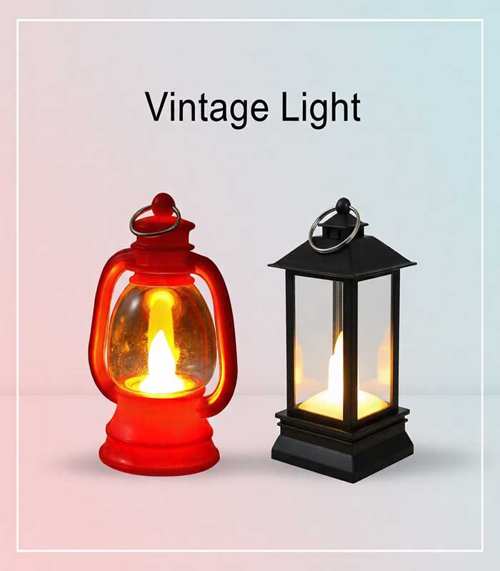 COVER-IMAGE Enchanting LED Vintage Lantern – Flickering Flameless Night Light for Kids' Bedrooms & Décor – (Red=FS063/01) / (Black= FS063/02) - Image 1