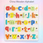 Educational Wooden Alphabet Puzzle - Lowercase Letters & Early Learning Vocabulary Board - FS037