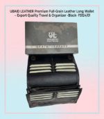 UBAID LEATHER Premium Full-Grain Leather Long Wallet – Export Quality Travel & Organizer -Black- FS124/01