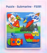Kids' 4-in-1 Wooden Vehicle Jigsaw Puzzle - Submarine & Transportation Theme - FS091