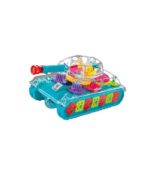 Transparent Gear Tank Toy for Kids – 360° Rotating Turret with Dynamic LED Lights, Mechanical Motion & Musical Sound Effects - Image 6