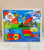 Kids' 4-in-1 Wooden Vehicle Jigsaw Puzzle - Submarine & Transportation Theme - FS091 - Image 2