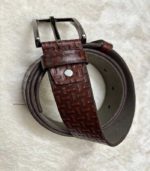 Boys’ Classic Brown Basket Weave Genuine Leather Belt - FS122/02 - Image 2