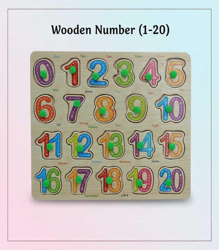 D1 Wooden Number Peg Puzzle (1-20) – Early Learning Montessori Educational Toy for Toddlers - FS040 - Image 1