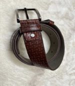 Boys’ Classic Brown Basket Weave Genuine Leather Belt - FS122/02 - Image 3