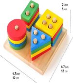 Montessori-Inspired 4-Column Wooden Shape Sorter & Color Stacking Puzzle – 16-Piece Educational Geometric Learning Set for Toddlers - FS097 - Image 3