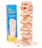 Wiss Toy 54-Piece Numbered Wooden Stacking Block Game with Dice - FS090 - Image 2