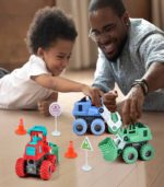 Build-A-Machine 4WD Friction Powered Construction Vehicle – Interactive STEM Learning Toy for Kids - (Paste, Blue, Red) -FS027 - Image 5
