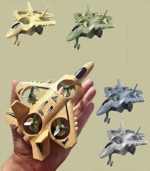 Inertia Powered Fighter Jet Drone Hybrid – Friction Toy for Kids (Blue, Ash, Yellow)- FS026 - Image 6