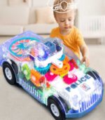 Ultimate Transparent Gear Electric Police Car – Interactive 3D Light & Sound Toy for Kids - Image 2