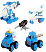 DIY Assemble Airport Aviation Play Set – 4-in-1 Take-Apart Engineering Vehicle & Aircraft Kit for Kids - Image 4