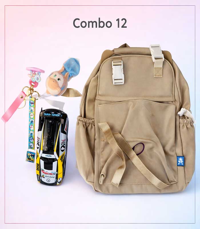 COVER-IMAGE Adventure-Ready Canvas Backpack with Die-Cast Racing Car & Plush Keychain - Combo 12 - Image 1