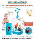 Interactive Voice-Activated Induction Birdcage – Realistic Singing & Fluttering Electronic Pet Toy (Blue= FS173/01) / (Pink= FS173/02) - Image 5