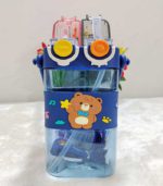 "Double-Sip" Cute Bear Square Water Bottle with Dual Straws & Carry Strap - FS133 - Image 9