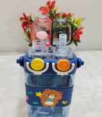 "Double-Sip" Cute Bear Square Water Bottle with Dual Straws & Carry Strap - FS133 - Image 10