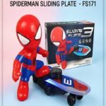 Spiderman Sliding Plate Stunt Scooter - Electric Musical Toy with 360° Spin & 4D LED Lights - FS171