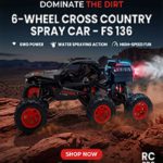RC Pro 6-Wheel Cross Country Spray Car – 6WD Off-Road Remote-Control Monster Truck with Water Spray Function for Kids (Ages 3+) - FS-136