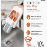 Kitchen Mini Mop – Compact One-Hand Self-Squeezing Sponge Mop for Counters, Tiles, Floors & More